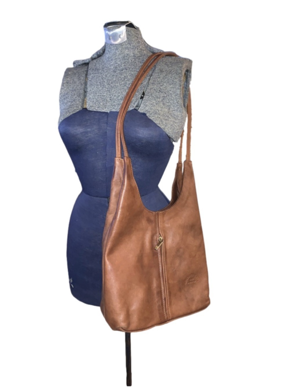 Brown leather shoulder bag made in Italy